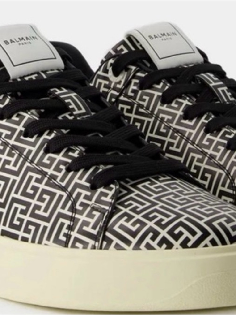 Balmain Mens B Court Cream Platform Logo Sneakers